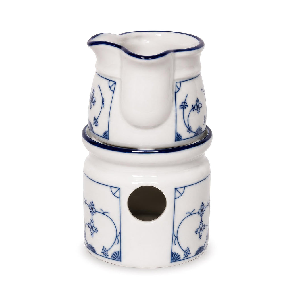 Set of Two Vintage German Blue and White Ceramic Butter Warmers — image 4