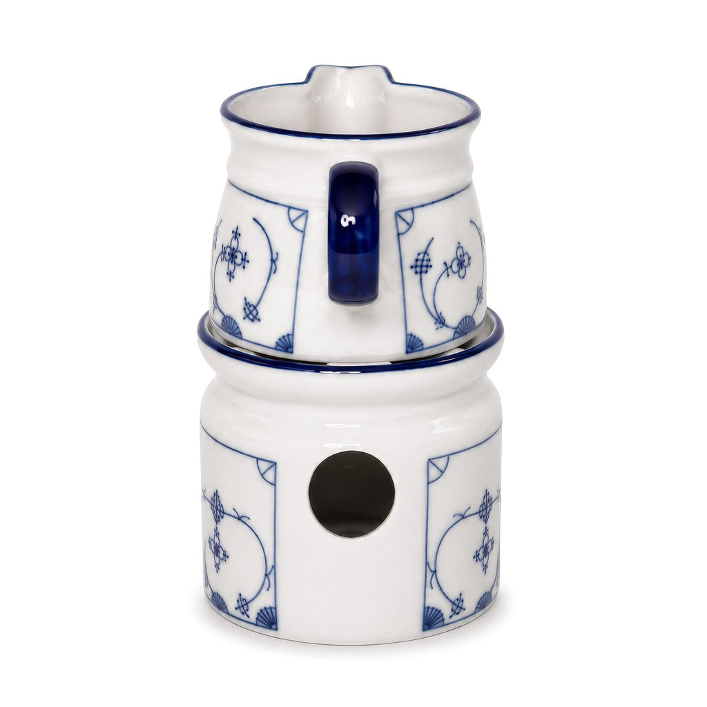 Set of Two Vintage German Blue and White Ceramic Butter Warmers — image 5