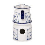 Set of Two Vintage German Blue and White Ceramic Butter Warmers — image 5