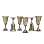 Vintage Set of Six Sculptural Pewter Goblets with Flared Rims — image 2