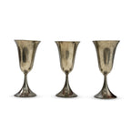 Vintage Set of Six Sculptural Pewter Goblets with Flared Rims — image 5