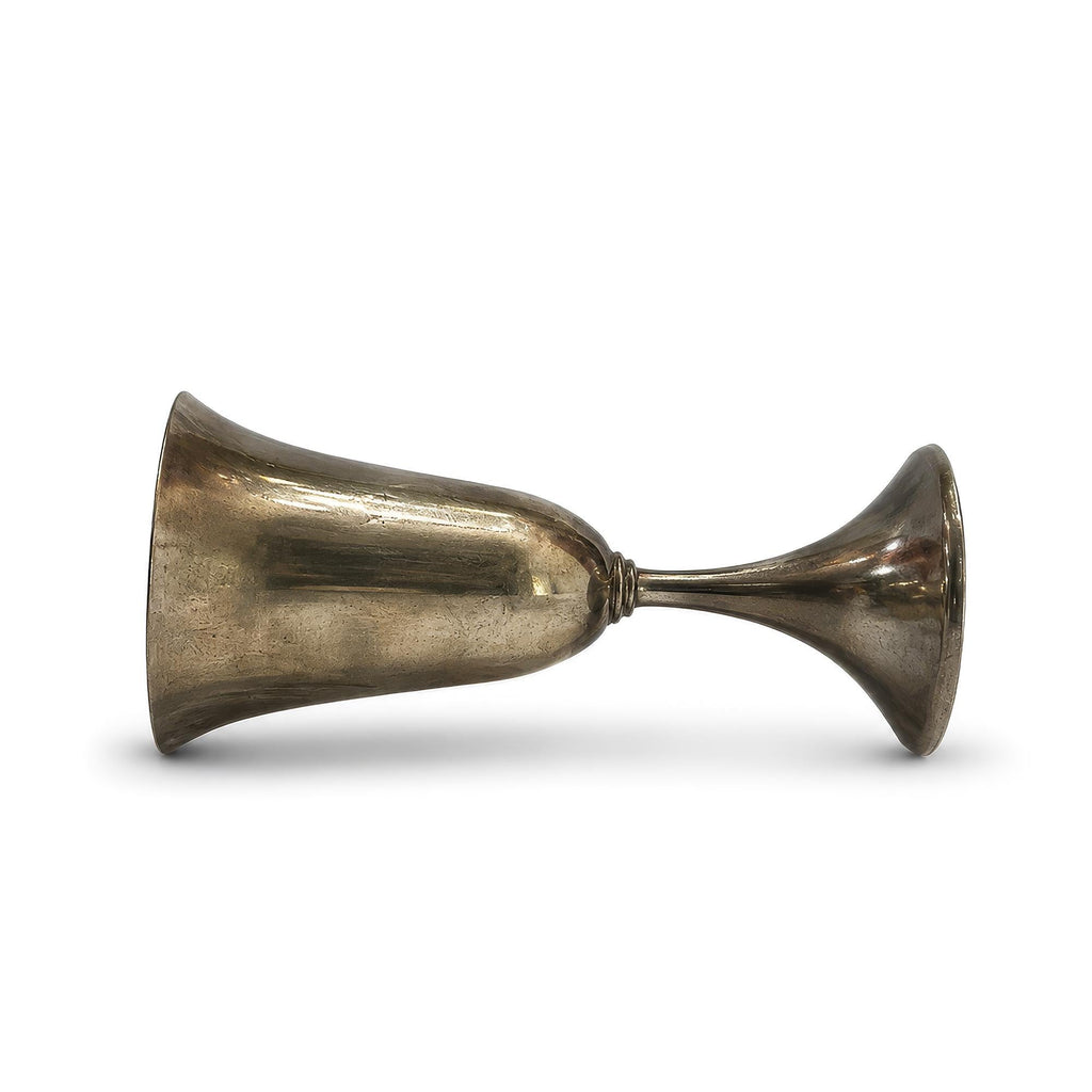 Vintage Set of Six Sculptural Pewter Goblets with Flared Rims — image 7