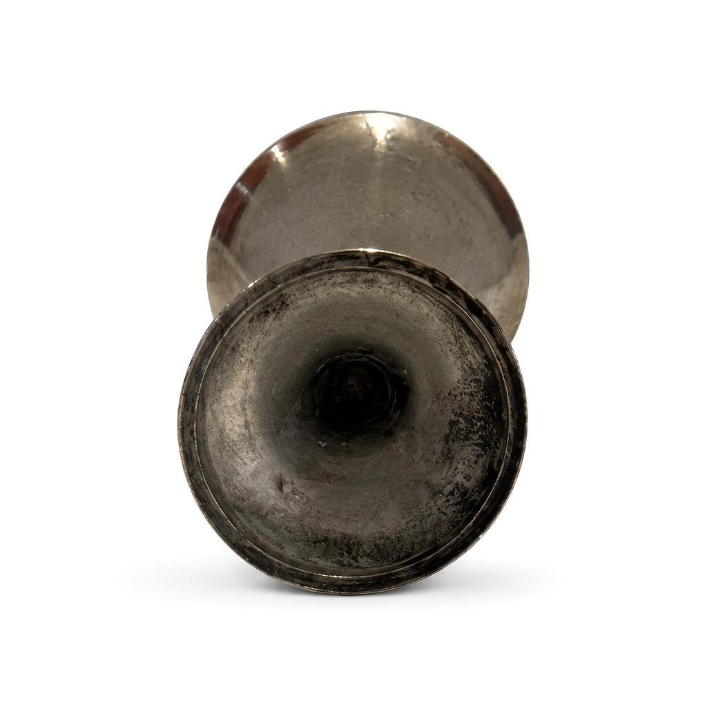 Vintage Set of Six Sculptural Pewter Goblets with Flared Rims — image 10