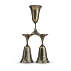 Vintage Set of Six Sculptural Pewter Goblets with Flared Rims — image 11