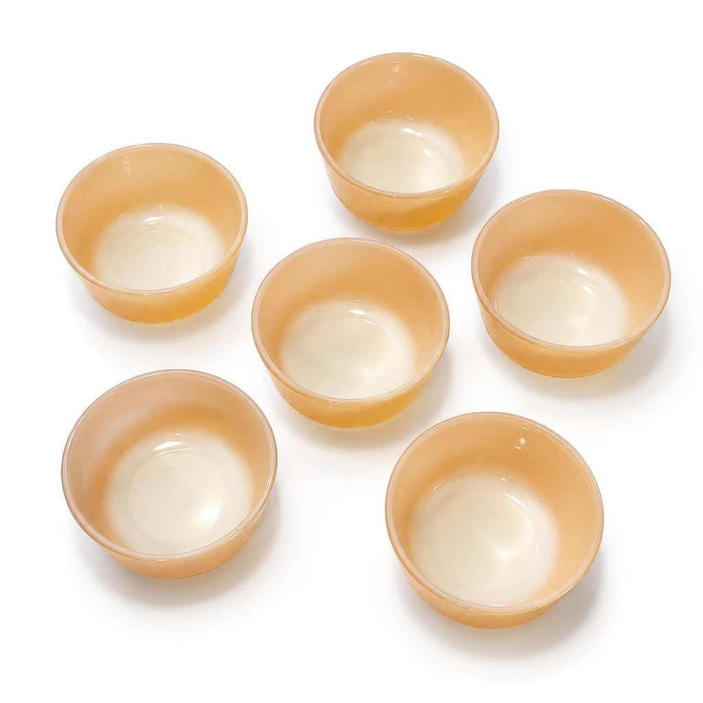 Mid-Century Fire King Peach Lustre Custard Cups Set of Six — image 3