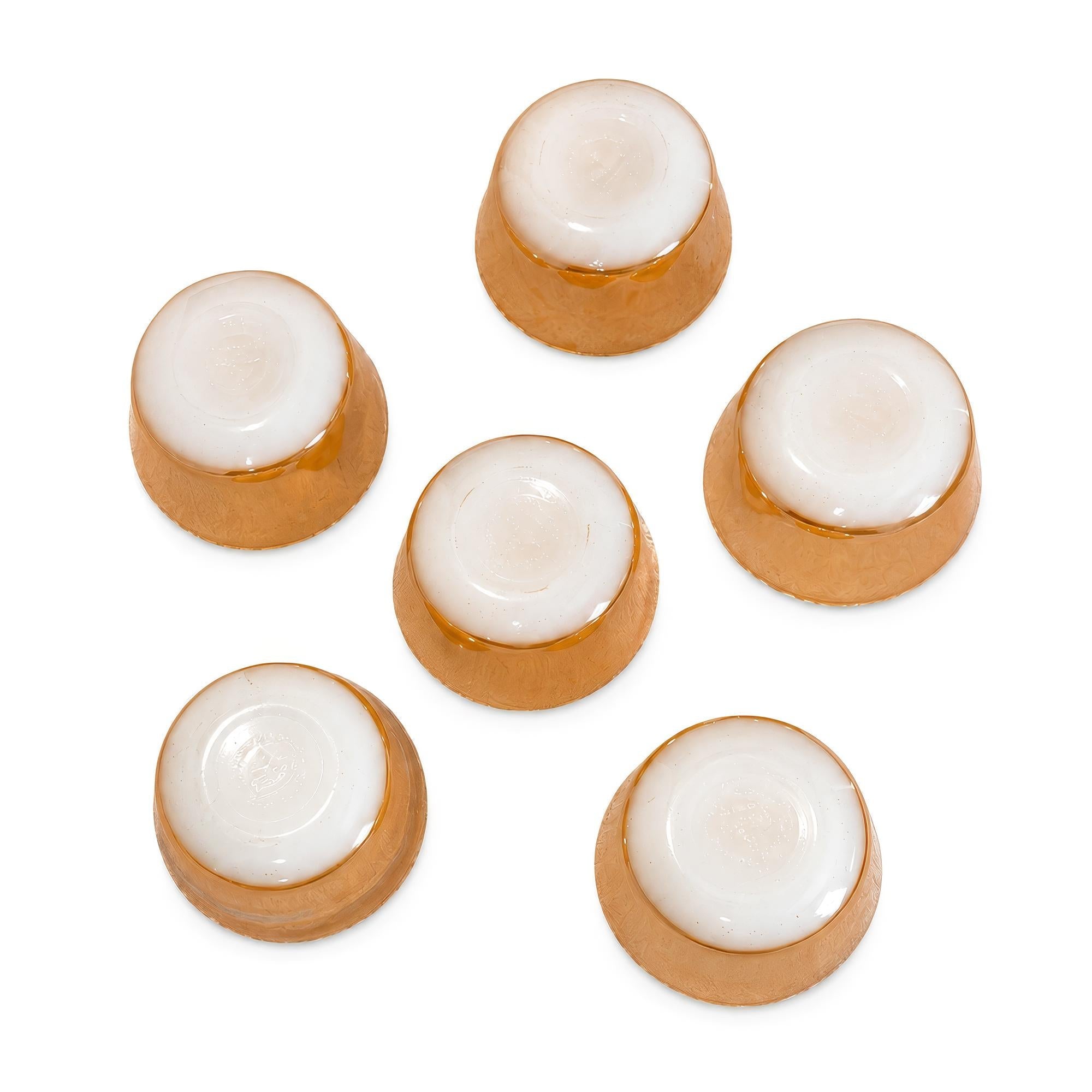 Mid-Century Fire King Peach Lustre Custard Cups Set of Six — image 4
