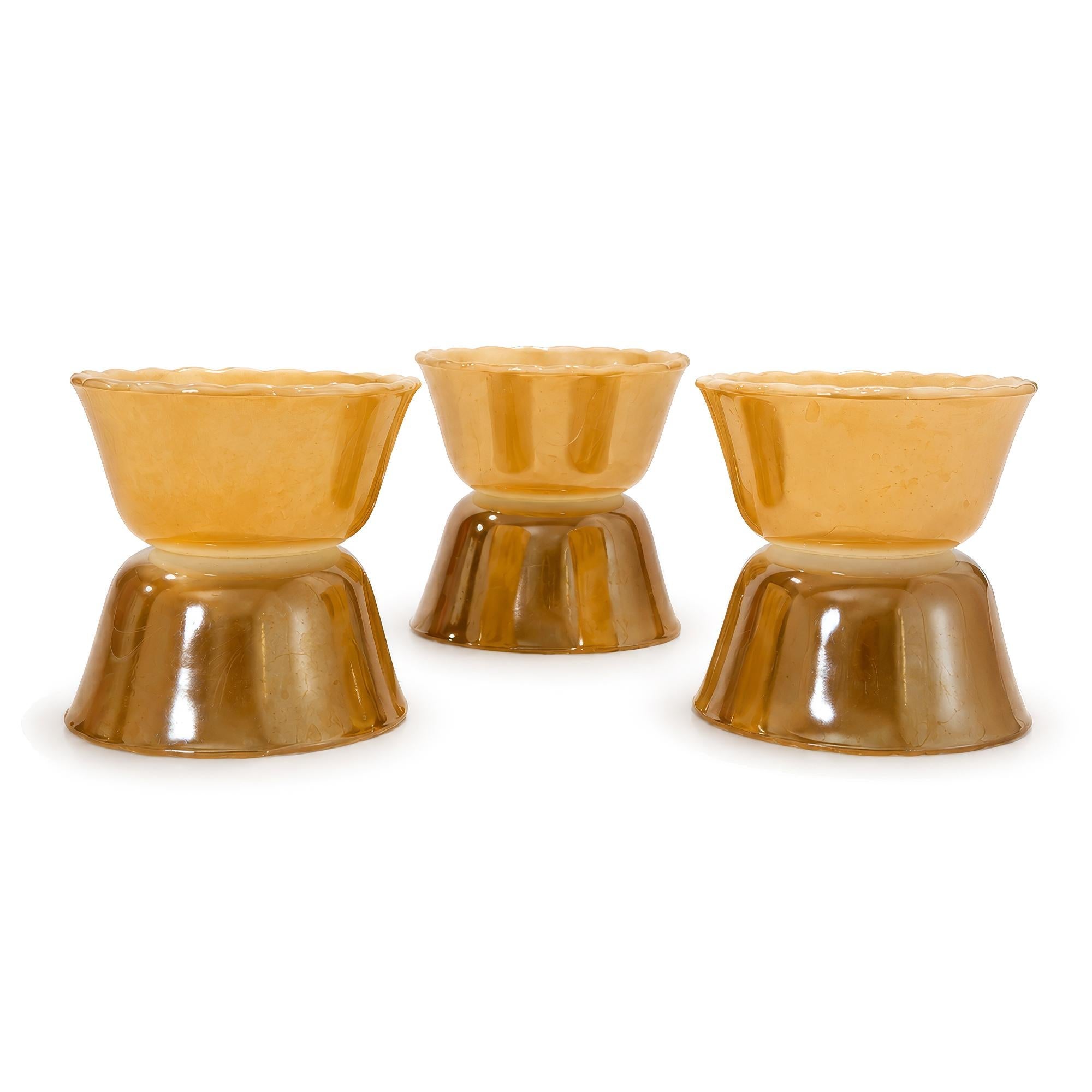 Fire King Peach Lustre Scalloped Custard Cups, Set of Six, Mid-Century Modern — image 7