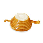 Set of Six Fire King Peach Lustre Handled Soup Bowls, Mid-Century — image 7