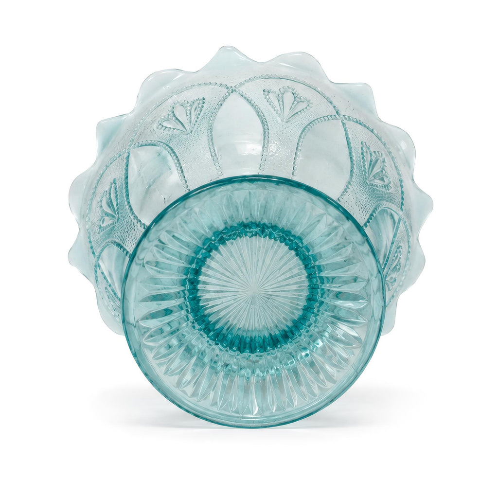 Antique American Blue Opalescent Glass Footed Bowl, Early 20th Century — image 5