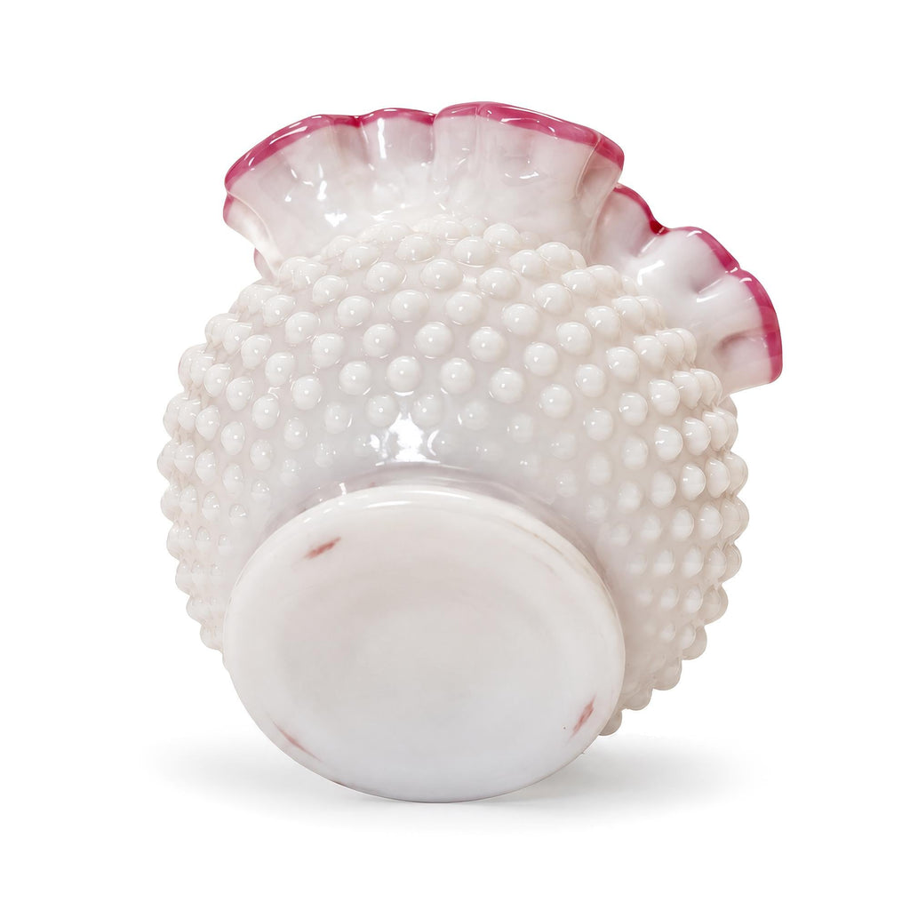 Vintage Fenton-Attributed Wild Rose Overlay Hobnail Milk Glass Rose Bowl — image 2