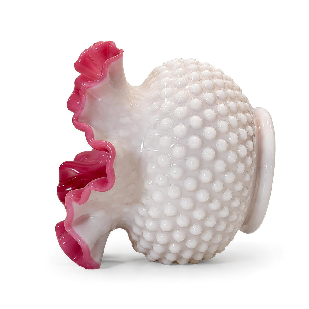 Vintage Fenton-Attributed Wild Rose Overlay Hobnail Milk Glass Rose Bowl — image 5