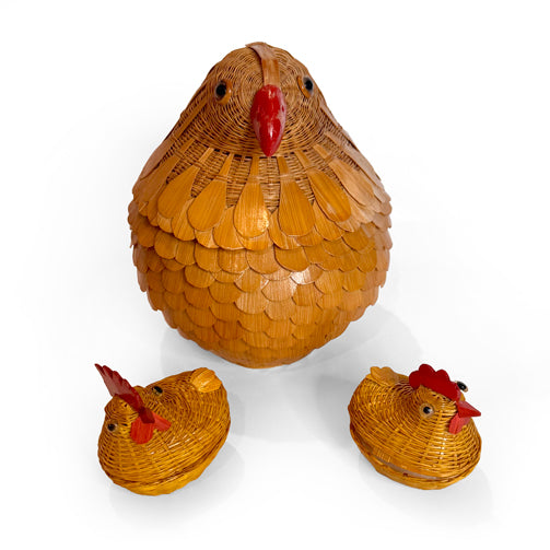 Set of Vintage Hen-Shaped Baskets
