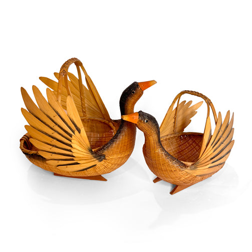 Pair Of Vintage Duck-Shaped Baskets
