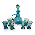 Turquoise Glass Liqueur Set with Glasse