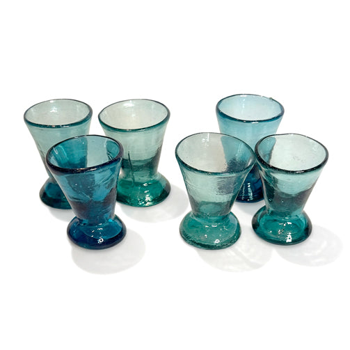 Turquoise Glass Liqueur Set with Glasse