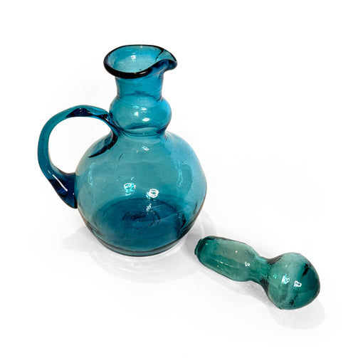 Turquoise Glass Liqueur Set with Glasse