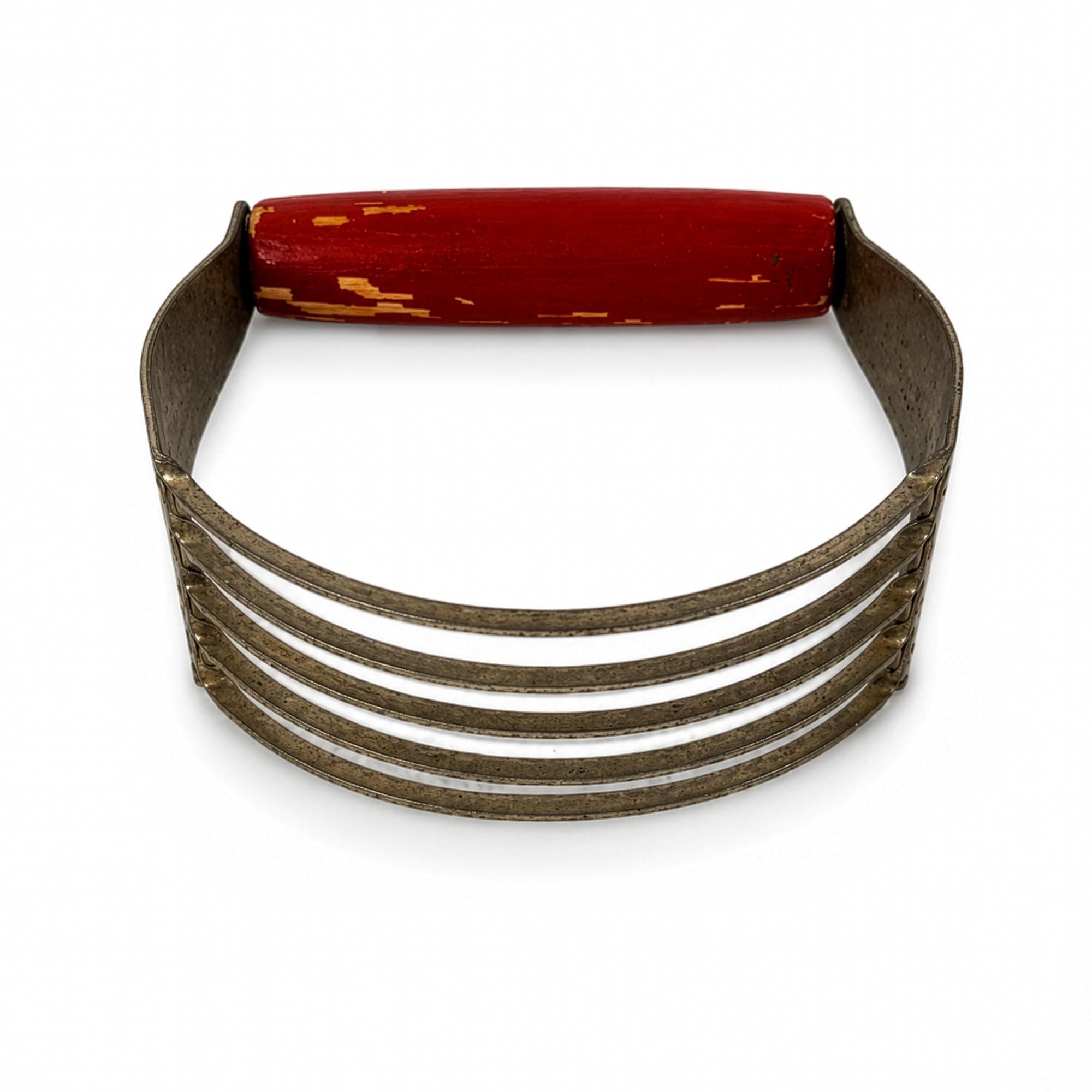 Mid-Century Wall Installation of 19 Vintage Kitchen Utensils, Red Handles — image 4