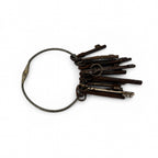 Set of 13 Antique Iron Skeleton Keys on Keeper's Ring, circa 1900