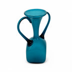 Mid-Century Italian Turquoise Opaline Glass Vase, 1950s Double-Handled