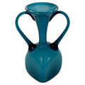 Mid-Century Italian Turquoise Opaline Glass Vase, 1950s Double-Handled