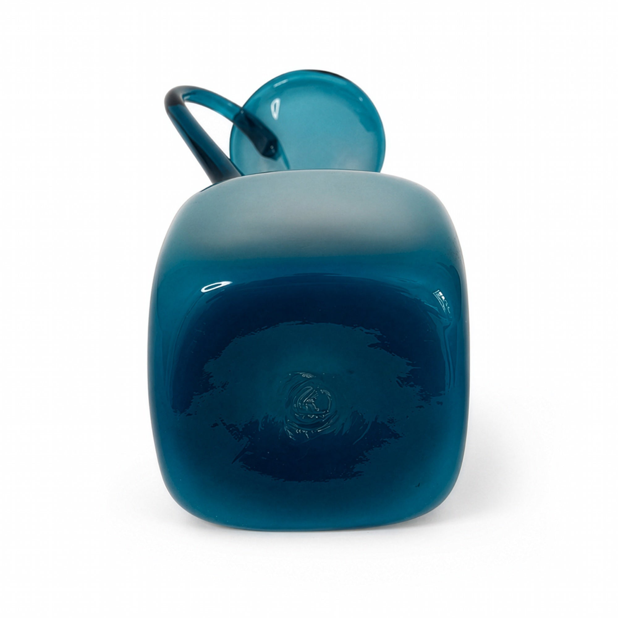 Mid-Century Italian Turquoise Opaline Glass Vase, 1950s Double-Handled