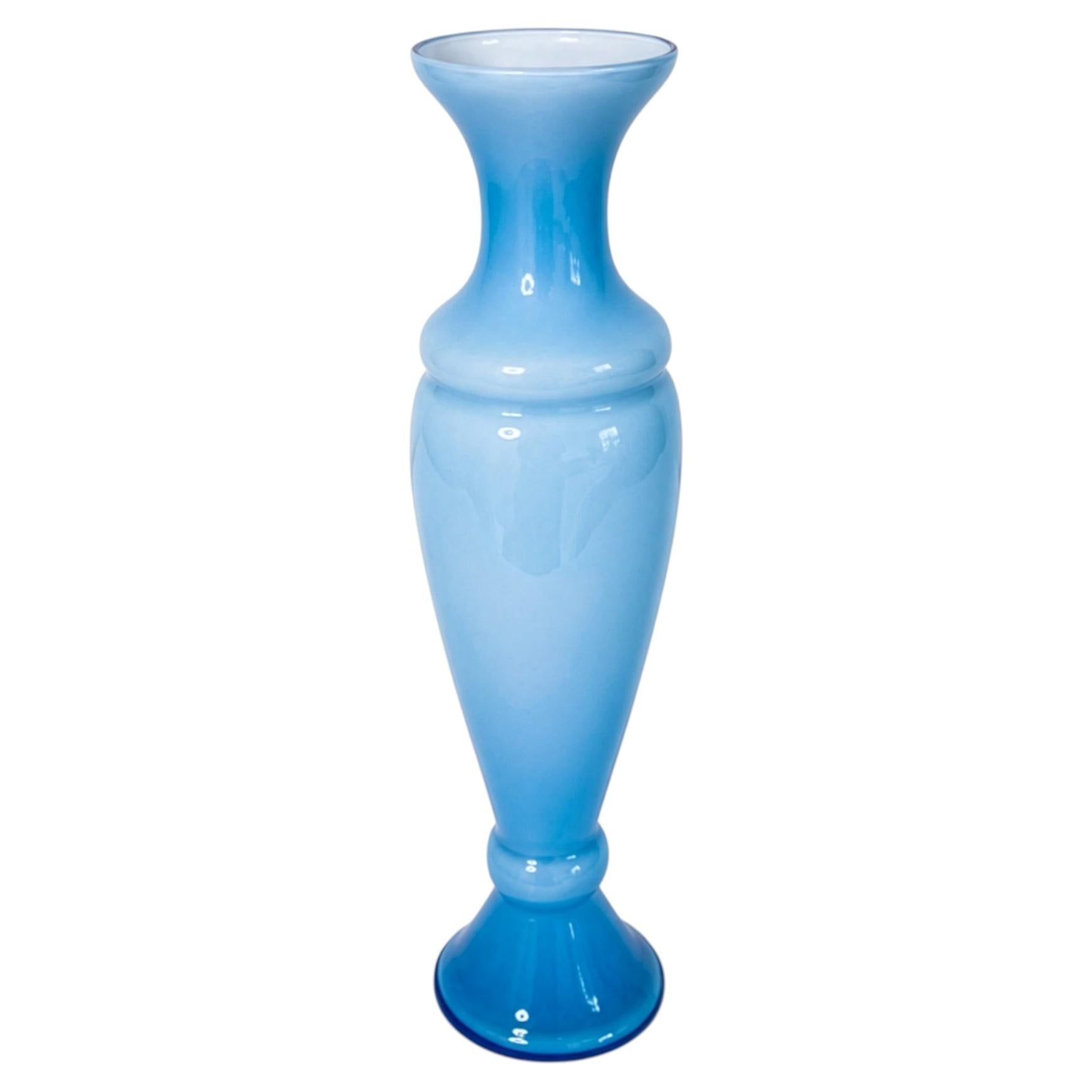 Early 20th-Century European Blue Opaline Glass Vase, Circa 1930