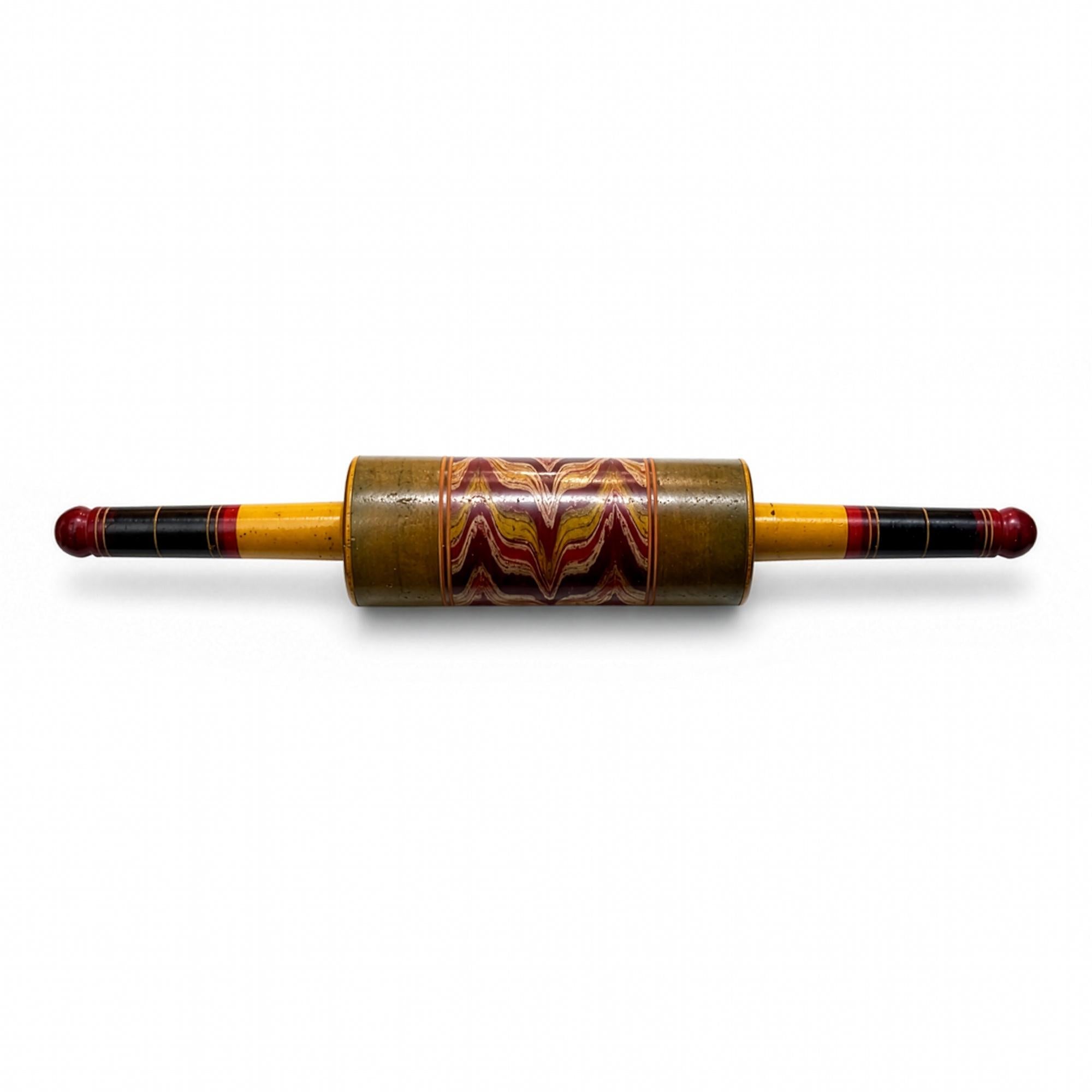 Wall Installation of Fifteen Vintage Indian Lacquered Wooden Rolling Pins — image 6