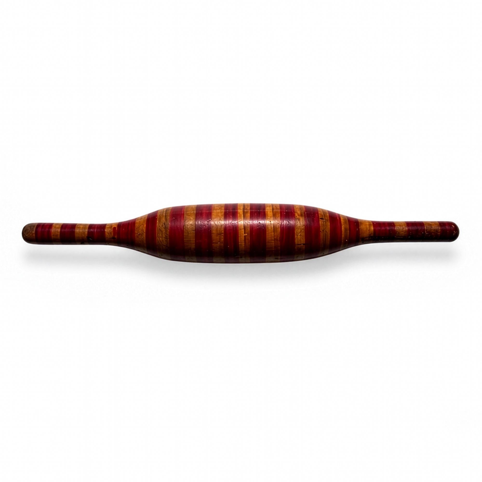 Wall Installation of Fifteen Vintage Indian Lacquered Wooden Rolling Pins — image 12