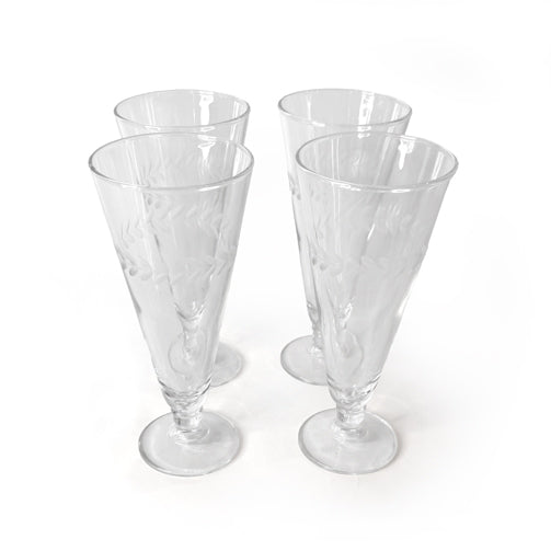 Tall Etched Glass Goblets
