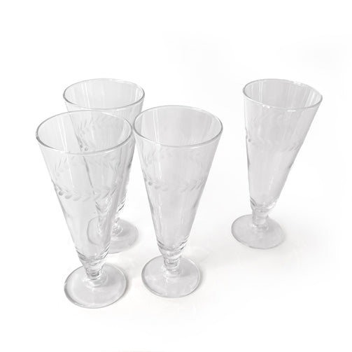 Tall Etched Glass Goblets