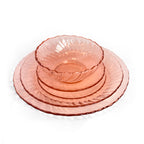 Set of Six Pink Spiral Depression Glass Tableware
