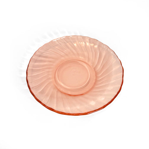 Set of Six Pink Spiral Depression Glass Tableware