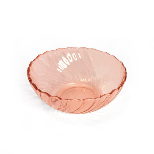 Set of Six Pink Spiral Depression Glass Tableware