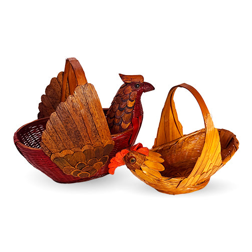 Duo of Hen-Shaped Baskets
