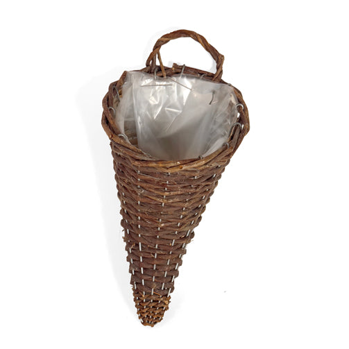 Wicker cone baskets duo