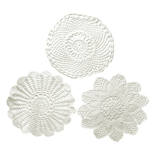 Set Of Three Circular Crochet Table Linens