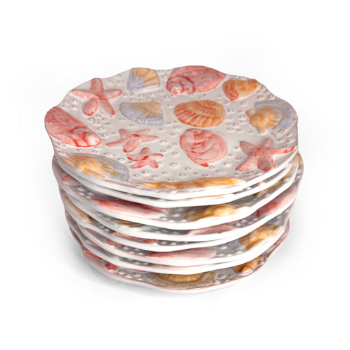 Set Of Eight Ceramic Plates With Marine Motifs
