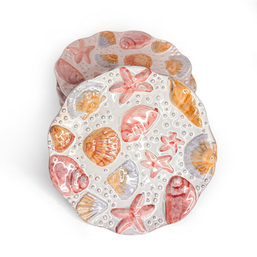 Set Of Eight Ceramic Plates With Marine Motifs