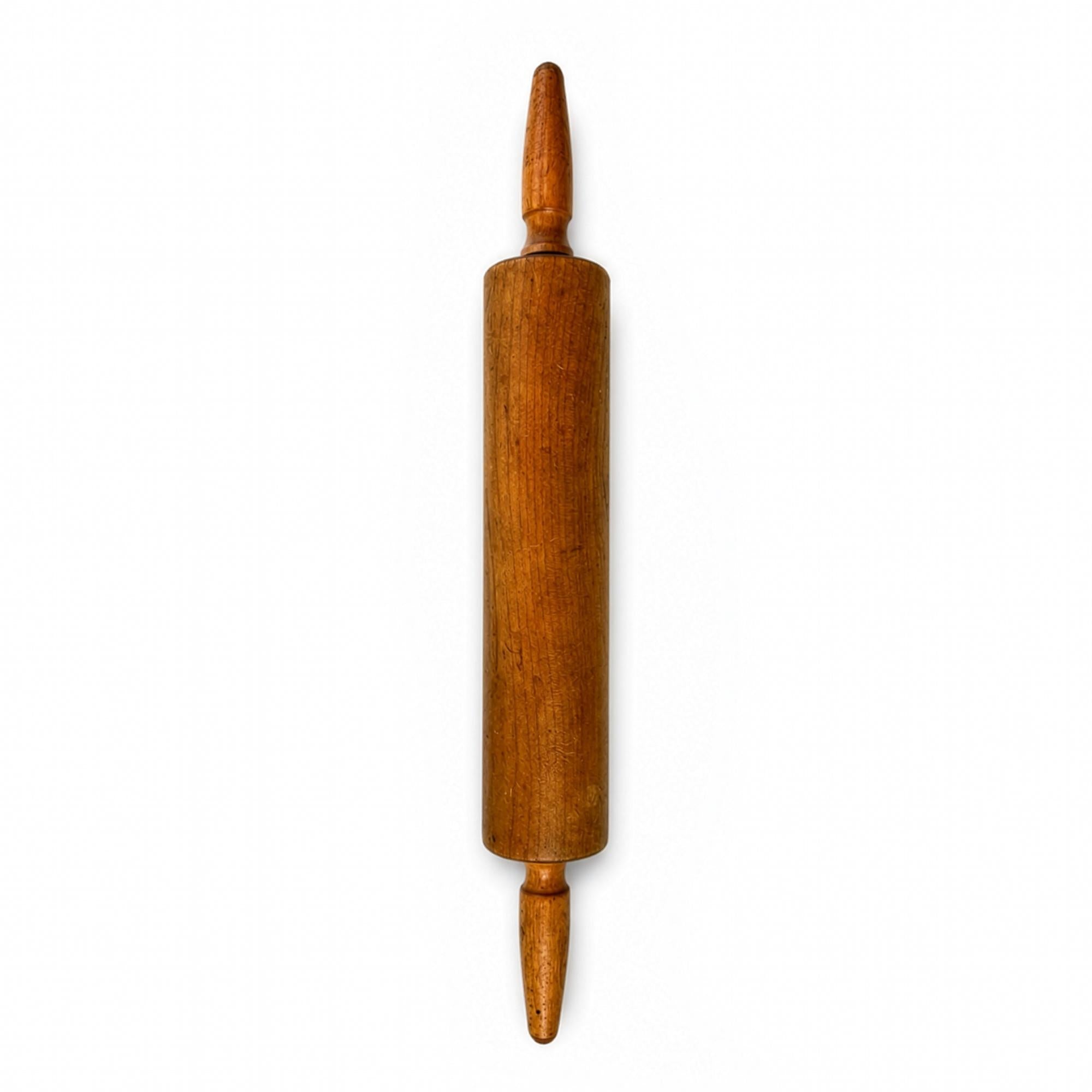 Vintage Wooden Rolling Pins Set with Black Metal Wall Rack, Circa 1970s