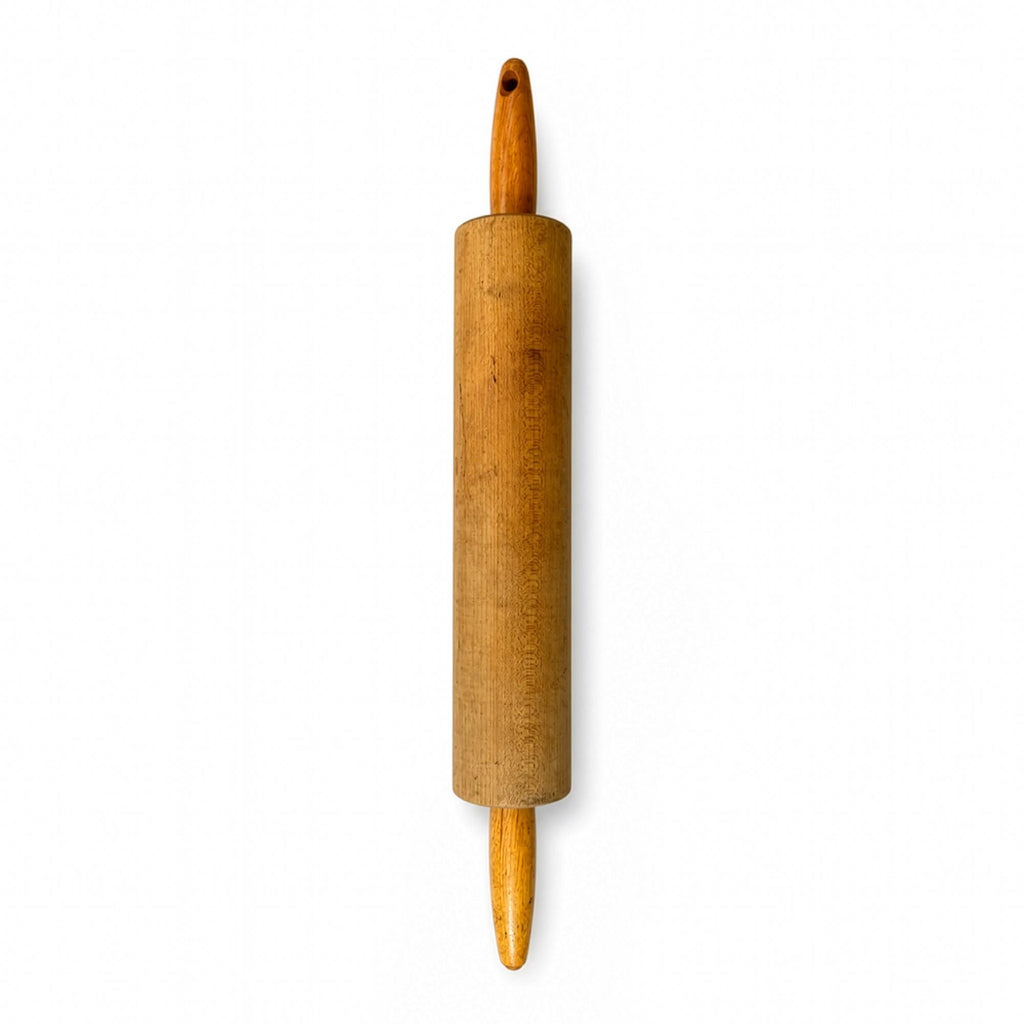 Vintage Wooden Rolling Pins Set with Black Metal Wall Rack, Circa 1970s