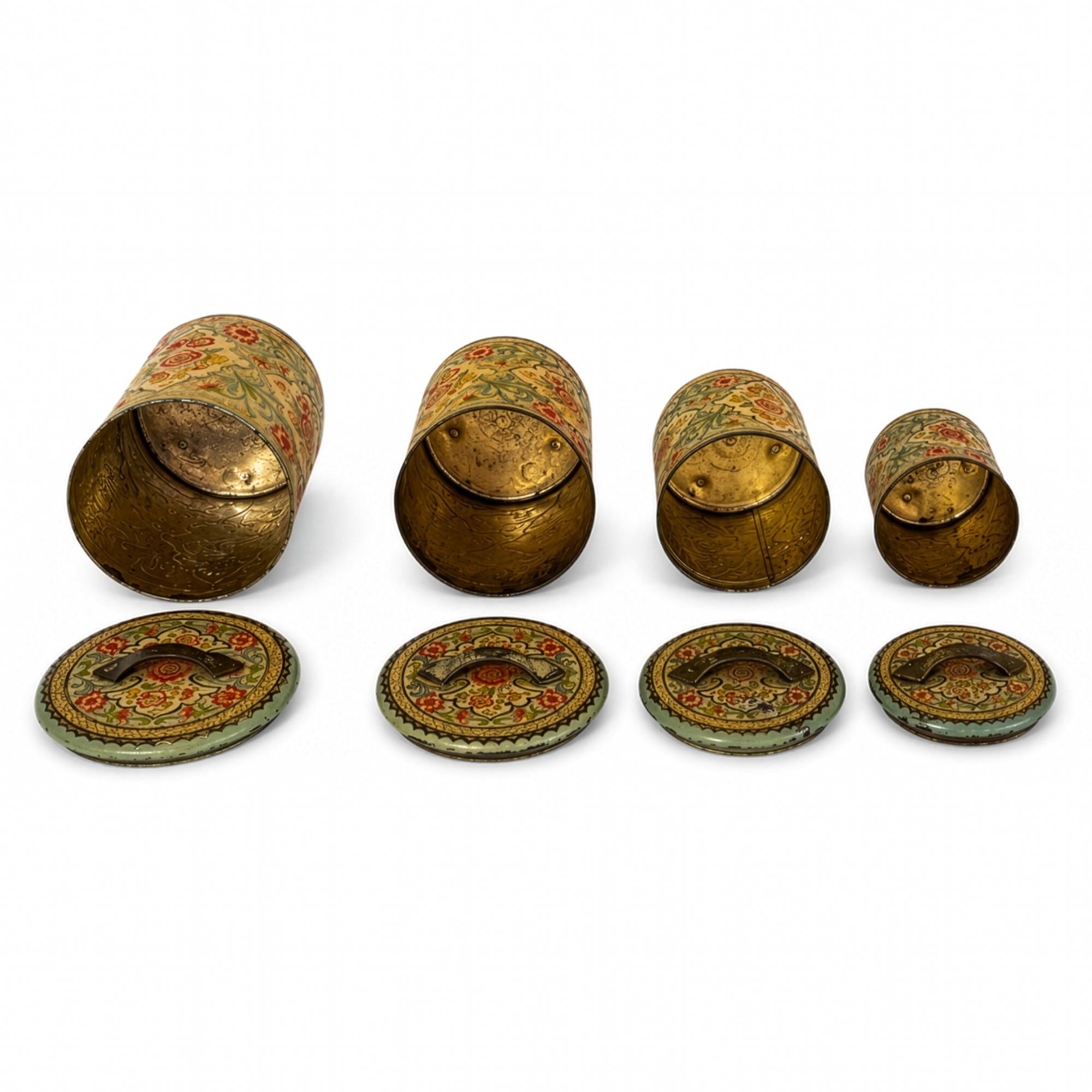 Mid-Century Holland Floral Tin Nesting Canister Set of Four