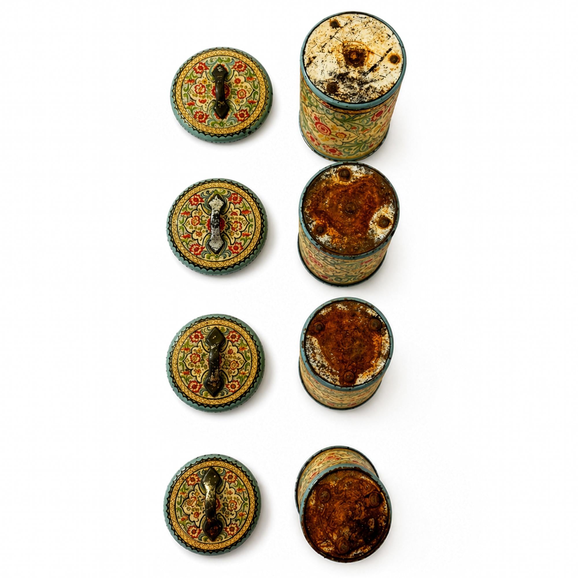 Mid-Century Holland Floral Tin Nesting Canister Set of Four