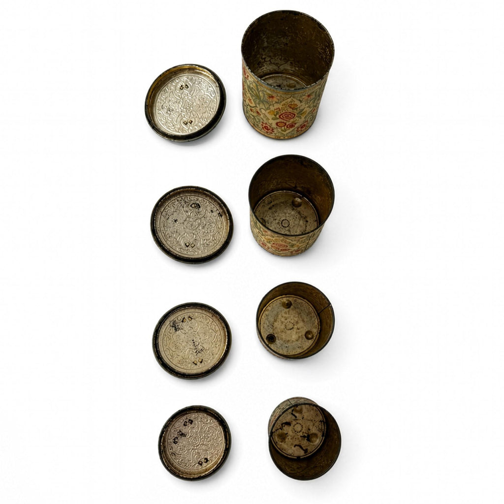 Mid-Century Holland Floral Tin Nesting Canister Set of Four