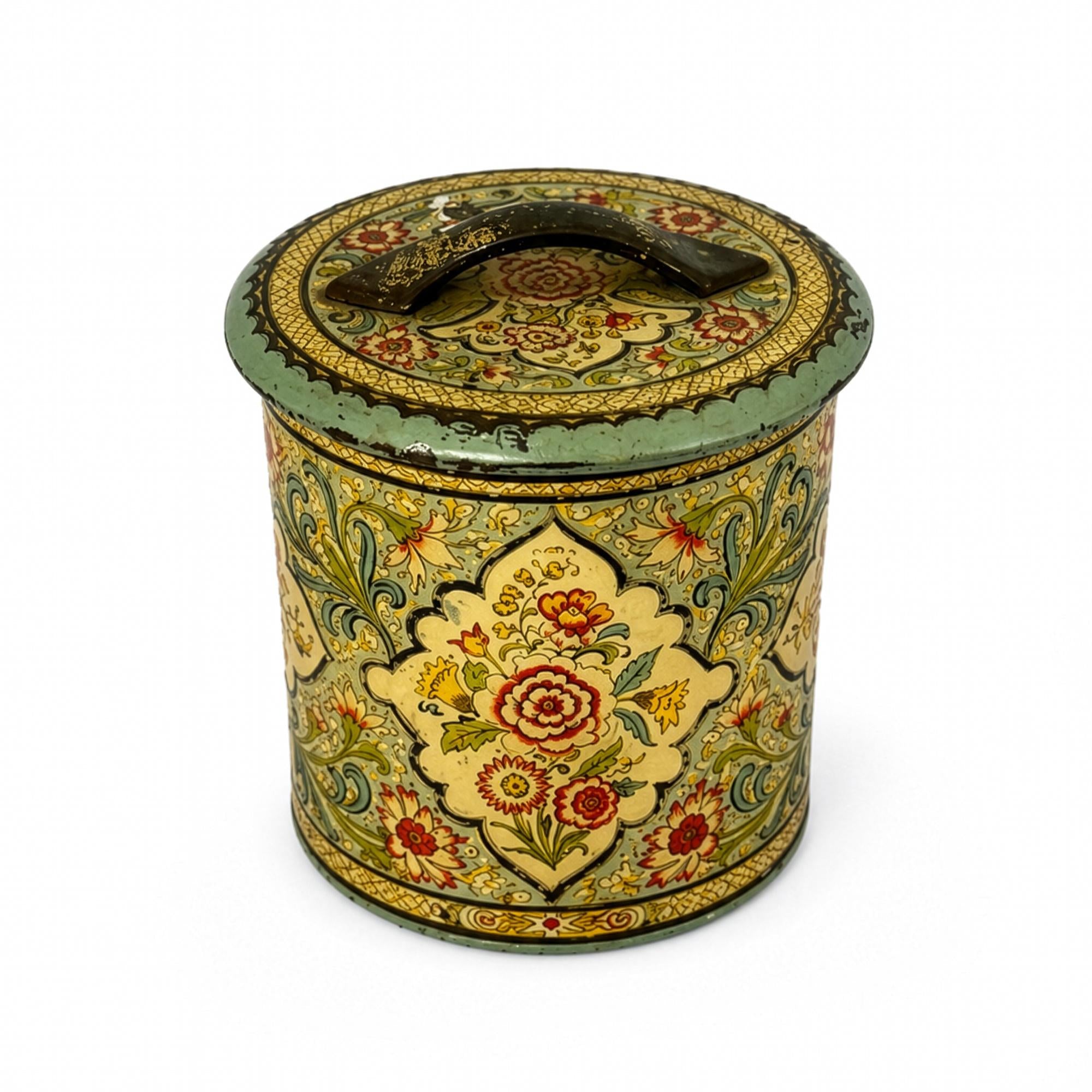 Mid-Century Holland Floral Tin Nesting Canister Set of Four