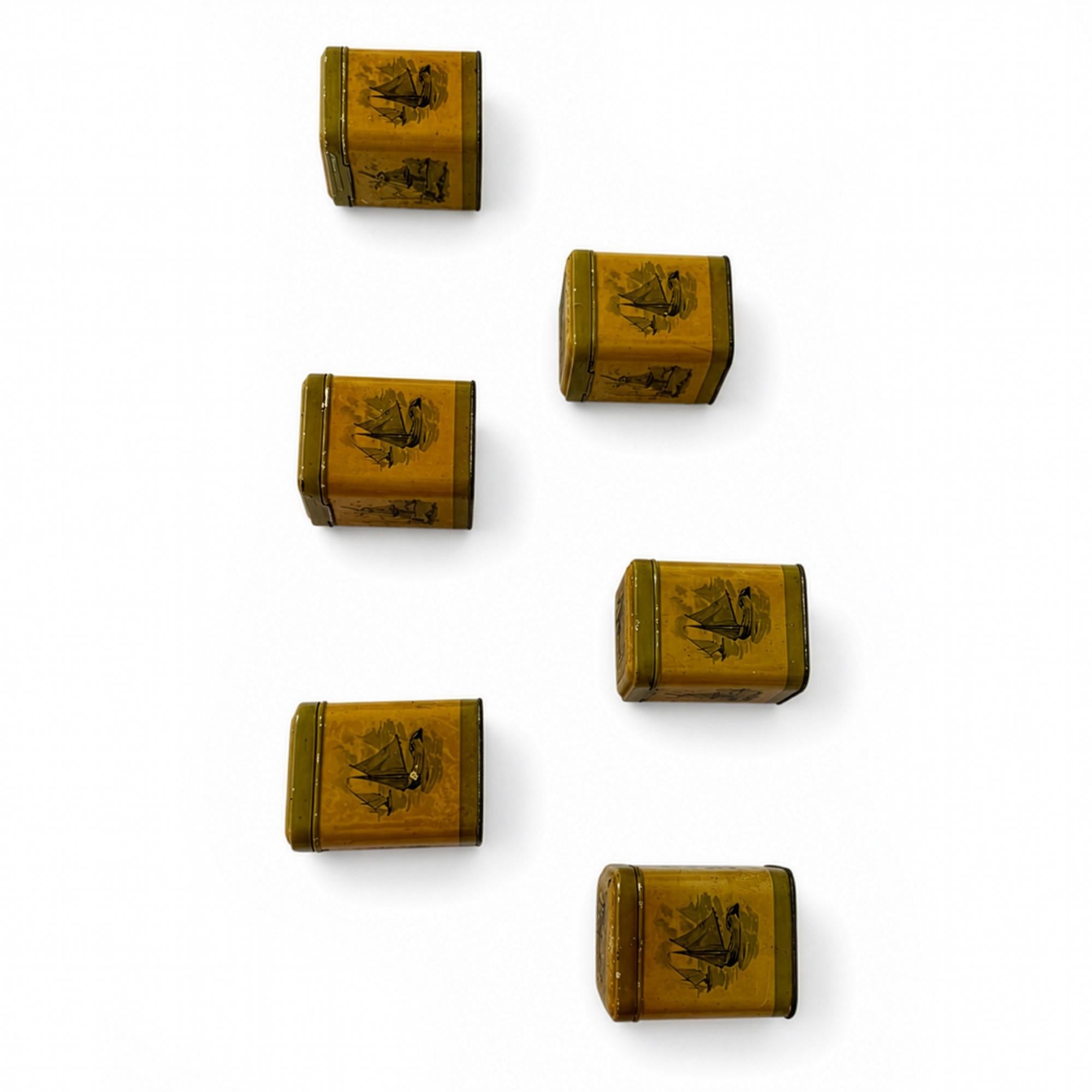 Vintage Dutch Spice Canister Set of Six with Windmill Design, 1960