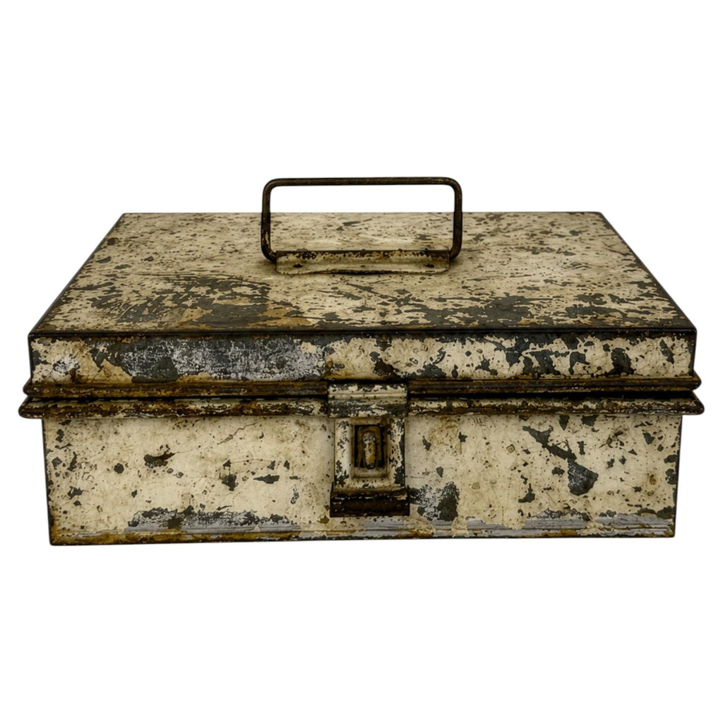 Antique Kreamer Spice Lock Box, Tin-Plated Steel, Six Tins, Circa 1920