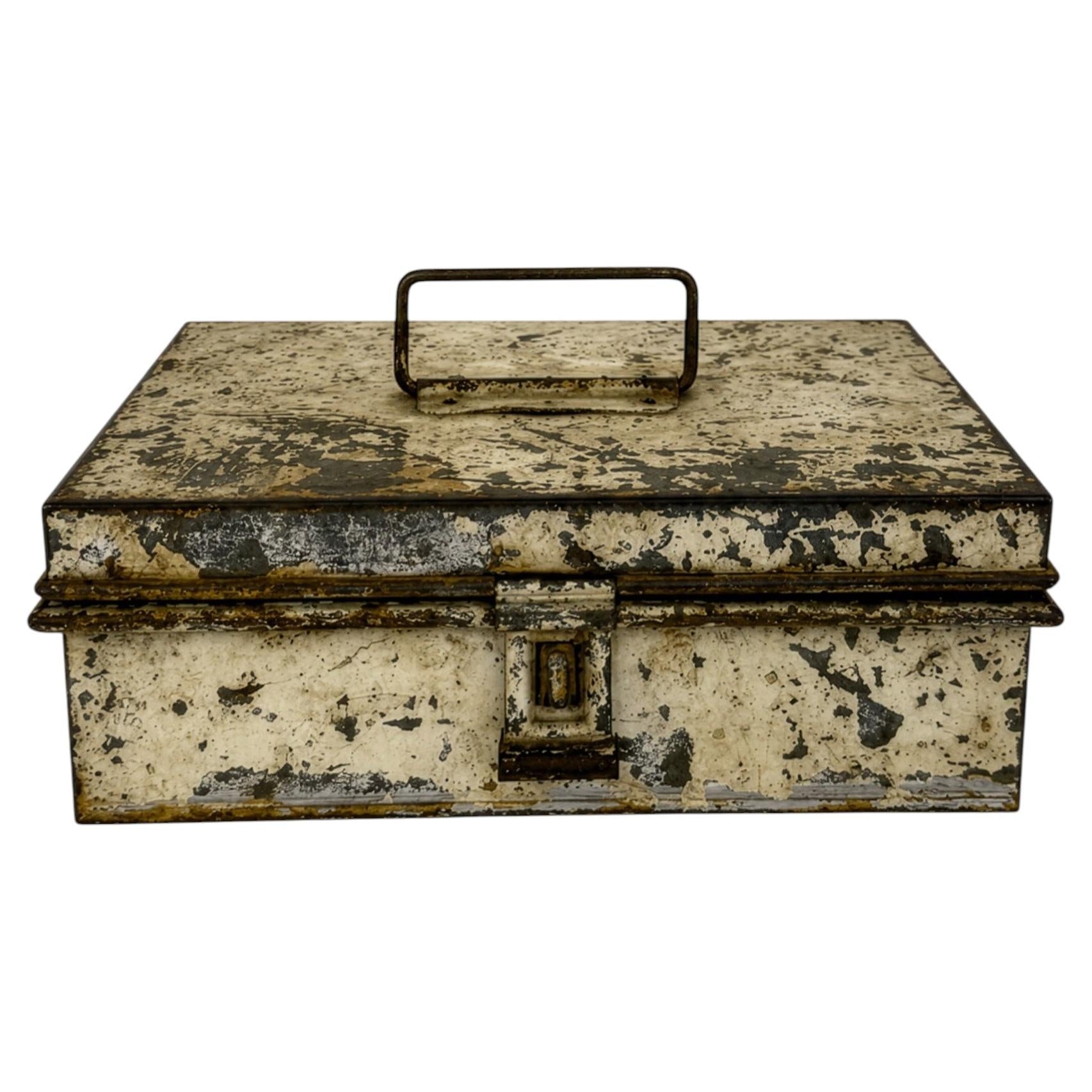 Antique Kreamer Spice Lock Box, Tin-Plated Steel, Six Tins, Circa 1920