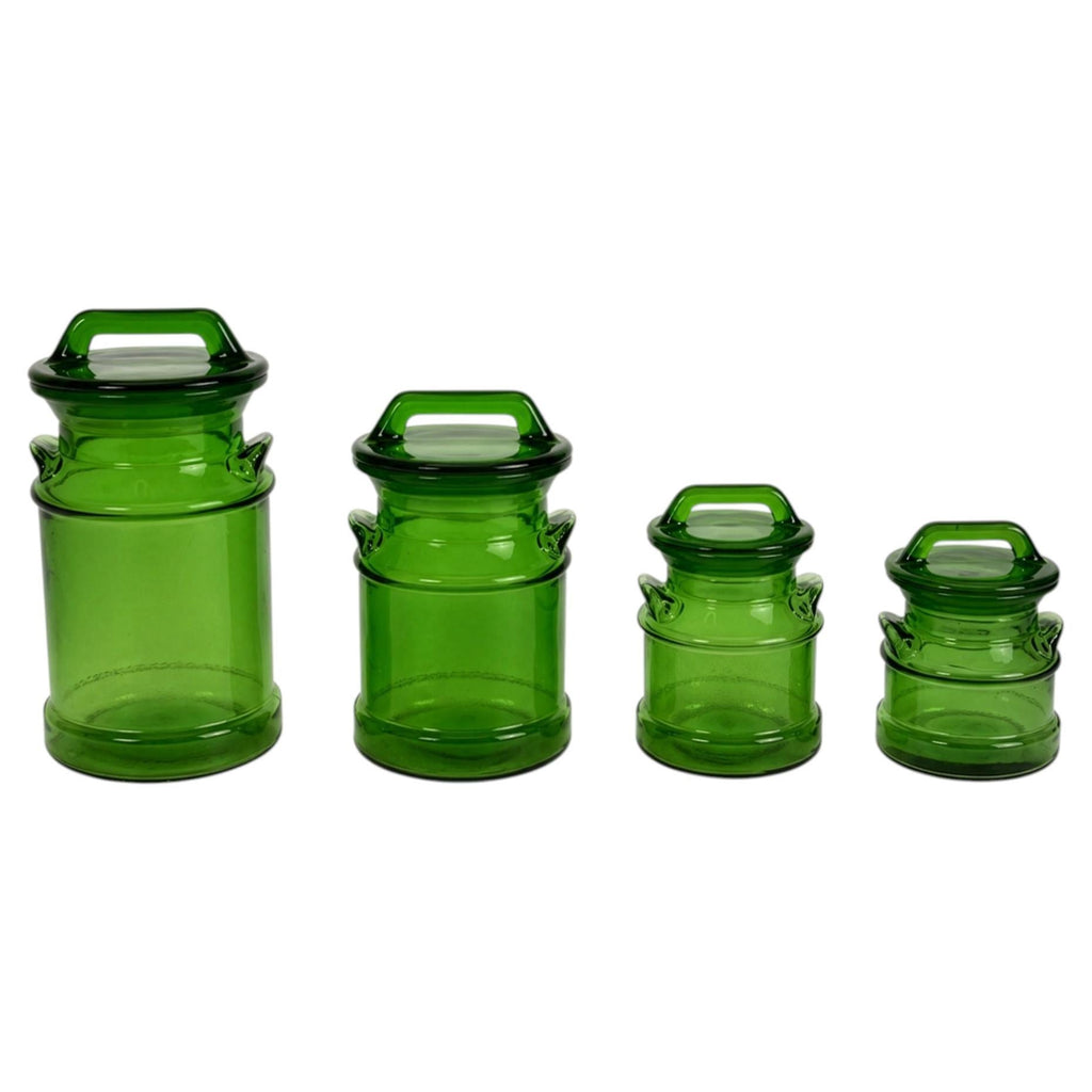 Vintage L.E. Smith Green Textured Glass Canisters Set, 1970