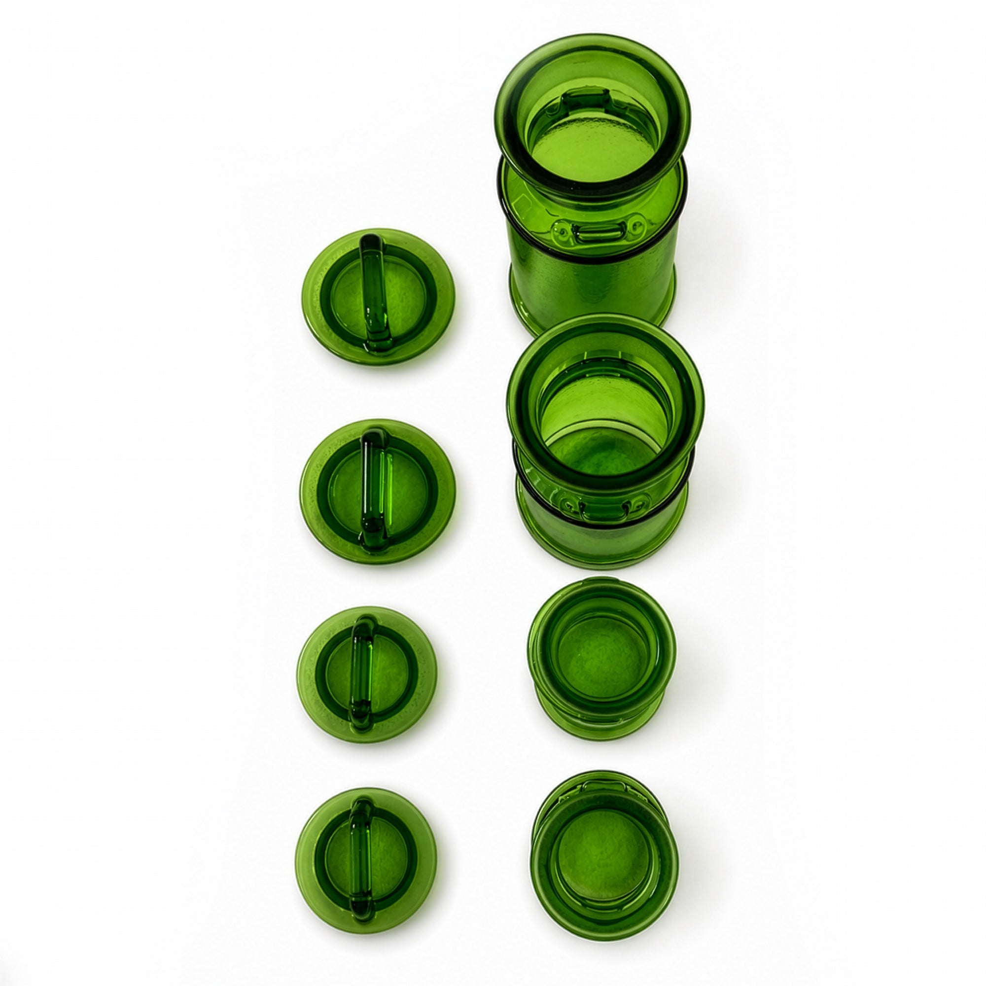Vintage L.E. Smith Green Textured Glass Canisters Set, 1970