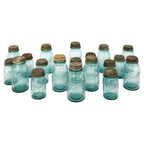 Set of 20 Antique Blue Ball Mason Jars with Zinc Lids, Circa 1890